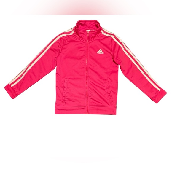 adidas Other - Adidas Originals Neon Pink and White Track Jacket 3 Stripes Girls Large (10-12)